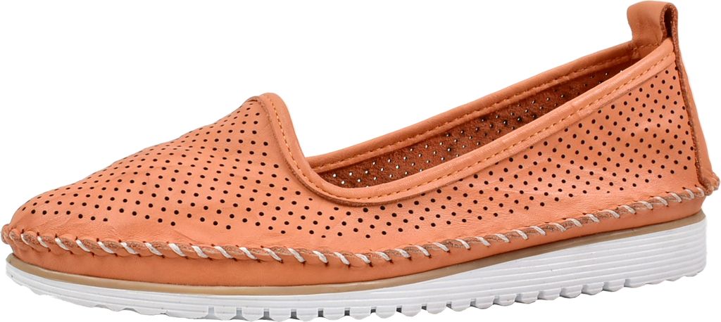 Andrea Conti Damen Slipper Leder klassische Form mit luftigen Löchern 0021714, Größe:41 EU, Farbe:Orange