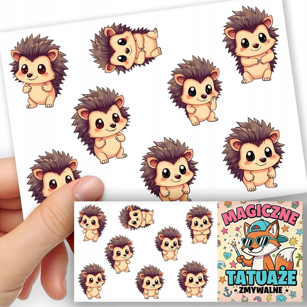 TATOUAGES EPHEMERES POUR ENFANTS - Animaux Hérisson Image du produit 