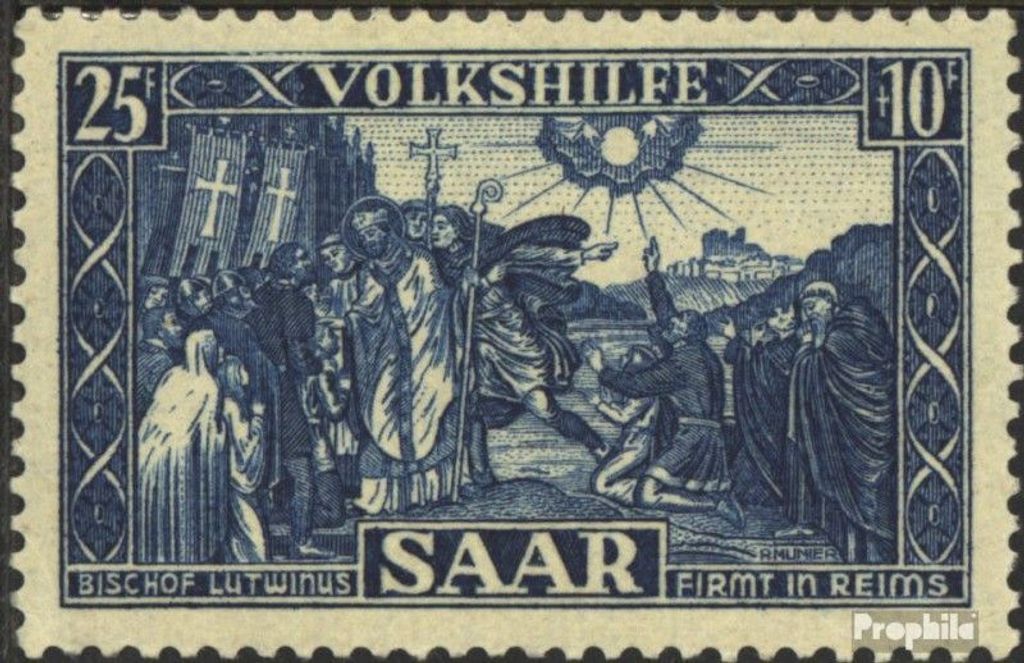 Briefmarken Saarland 1950 Mi 302 postfrisch Volkshilfe: Lutwinus-Legende