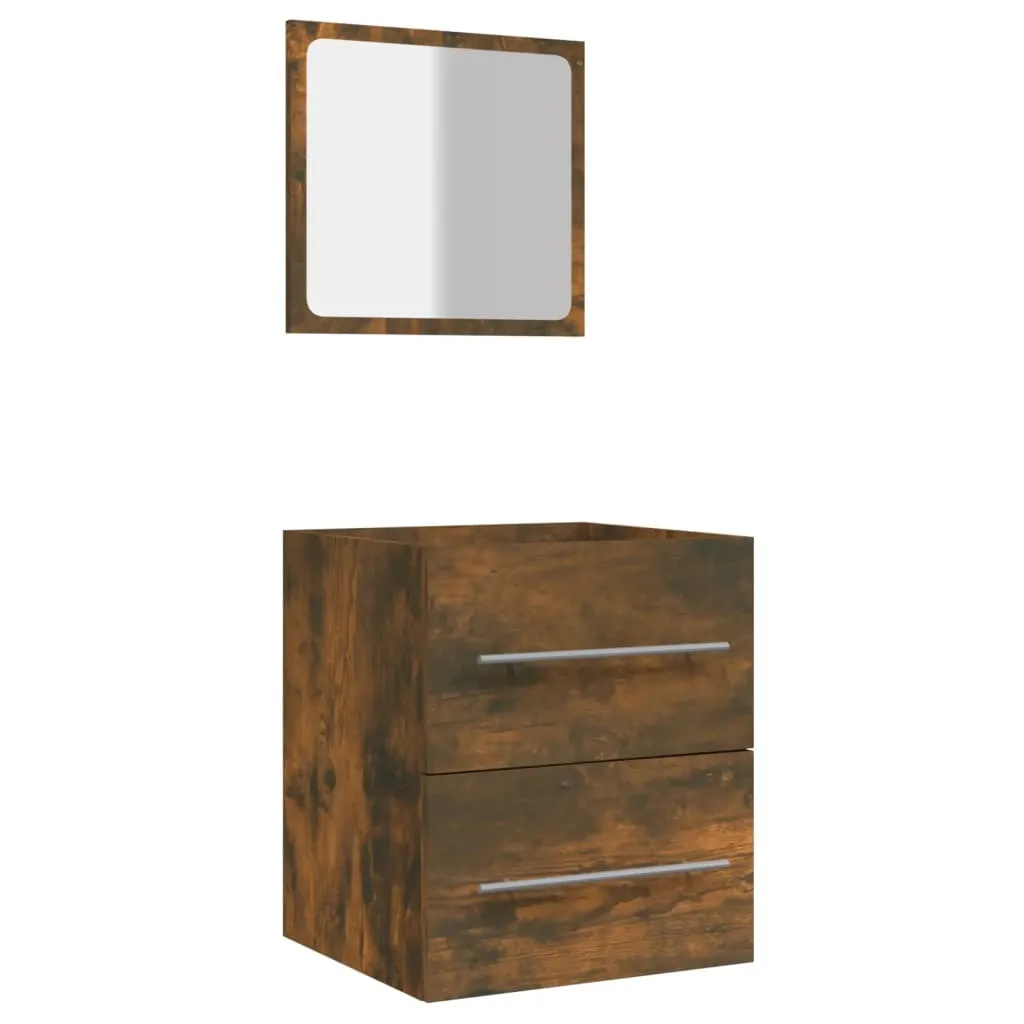 Arredo Bagno Minimalista Rovere Fumé 41 cm con Specchio vidaXL