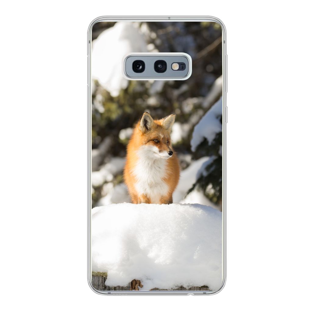 MuchoWow Handyhülle Schutzhülle Hülle für Samsung Galaxy S10e Fuchs - Schnee - Baum Silikon Softcase Handy Hülle - Handy