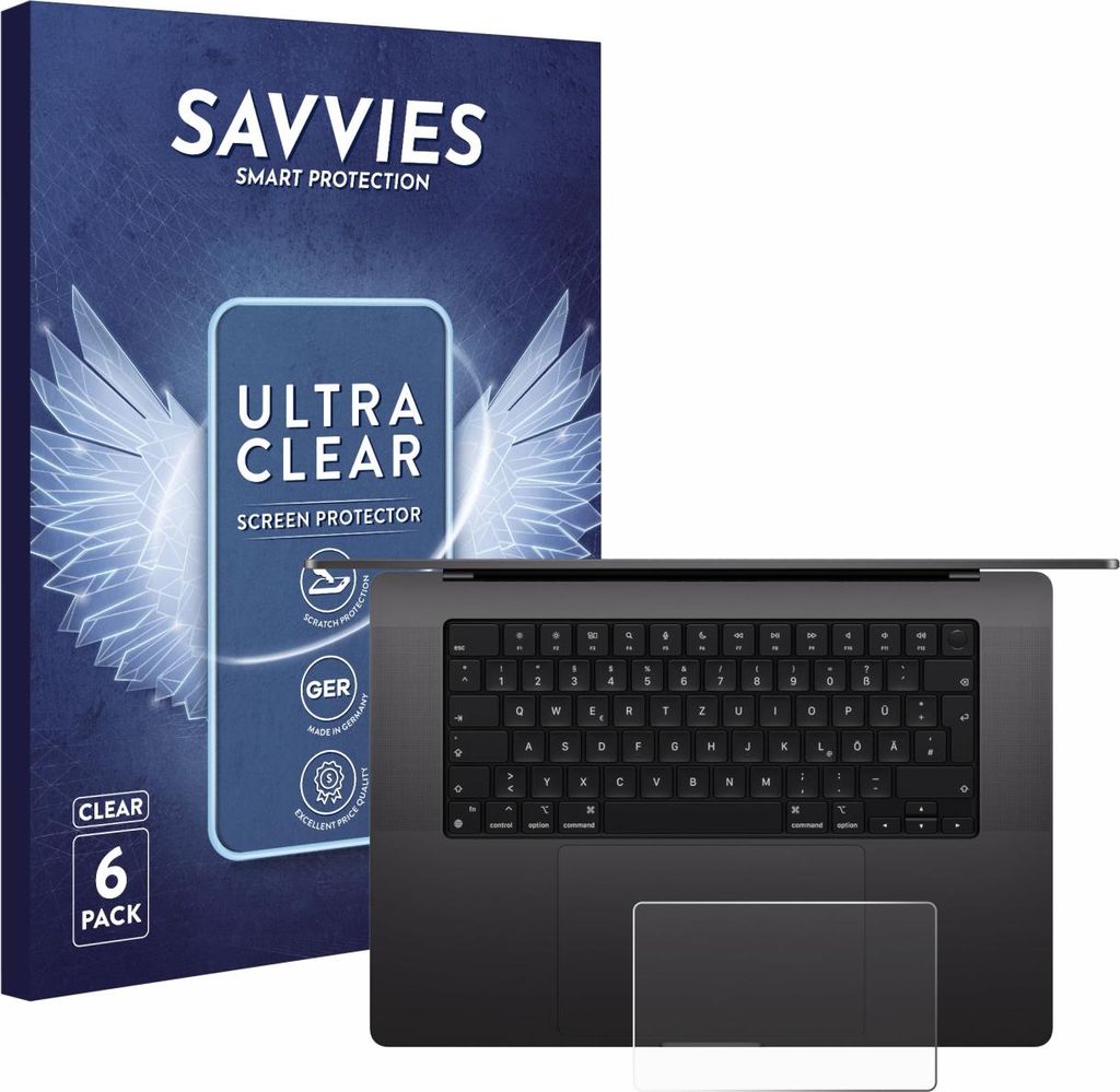 6x Für Apple MacBook Pro 16" 2024 M4 (NUR Touch Trackpad) Schutzfolie Savvies Displayschutz Display Schutz Folie Klar Transparent
