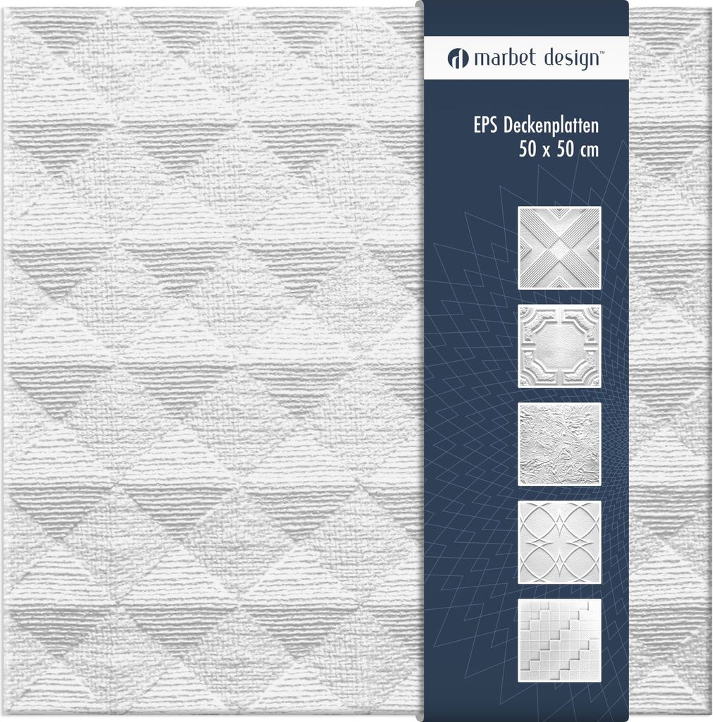 Deckenplatten aus Styropor EPS - Deckenpaneele leicht & robust im modernen Design - (20QM Sparpaket PYRMONT 50x50cm) Deckenplatten Paneele Platte w...