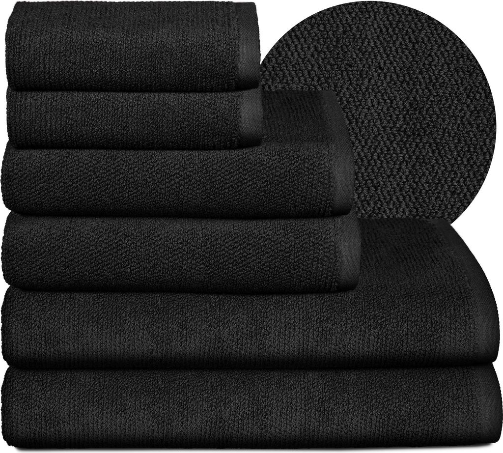 BEAUTEX Handtuch-Set Premium Frottier Sets, Europe, 100% Baumwolle 550g/m², Oeko-TEX ,Schwarz,Set: 2 Gäste-, 2 Hand-, 2 Badetücher