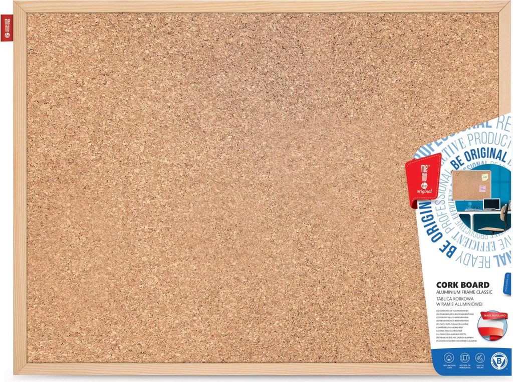 Lavagna in sughero MemoBe con cornice in legno, dimensioni Immagine del prodotto 