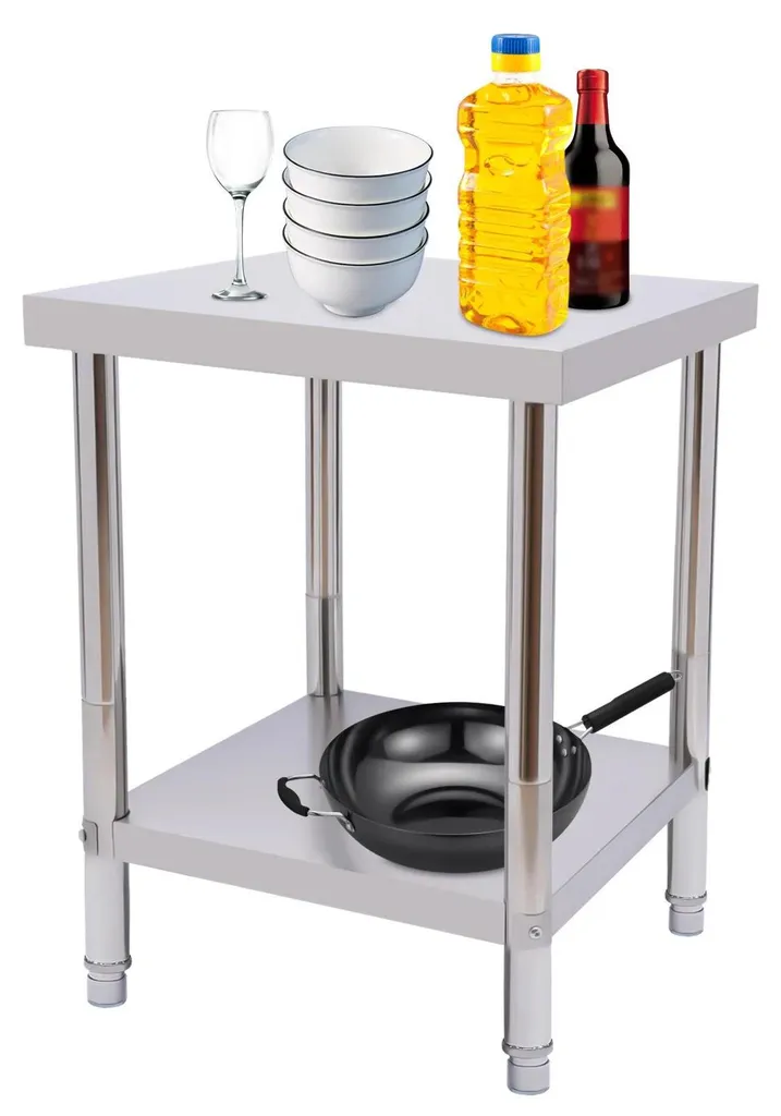 Table de travail inox 2 niveaux charge 400 kg - Ivoire - Modèle Pro V1