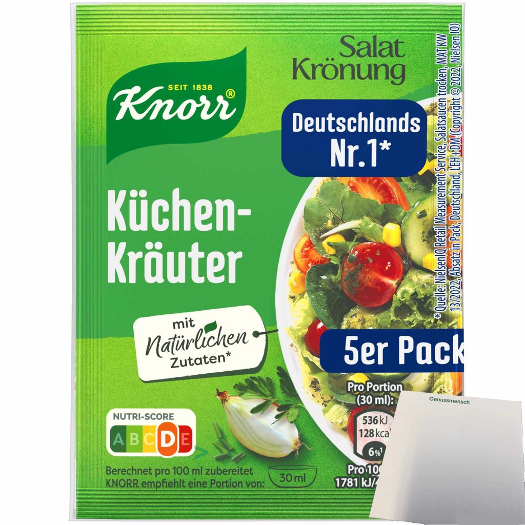 Knorr Salat Krönung Küchenkräuter 5er (5x8g Tüten) + usy Block