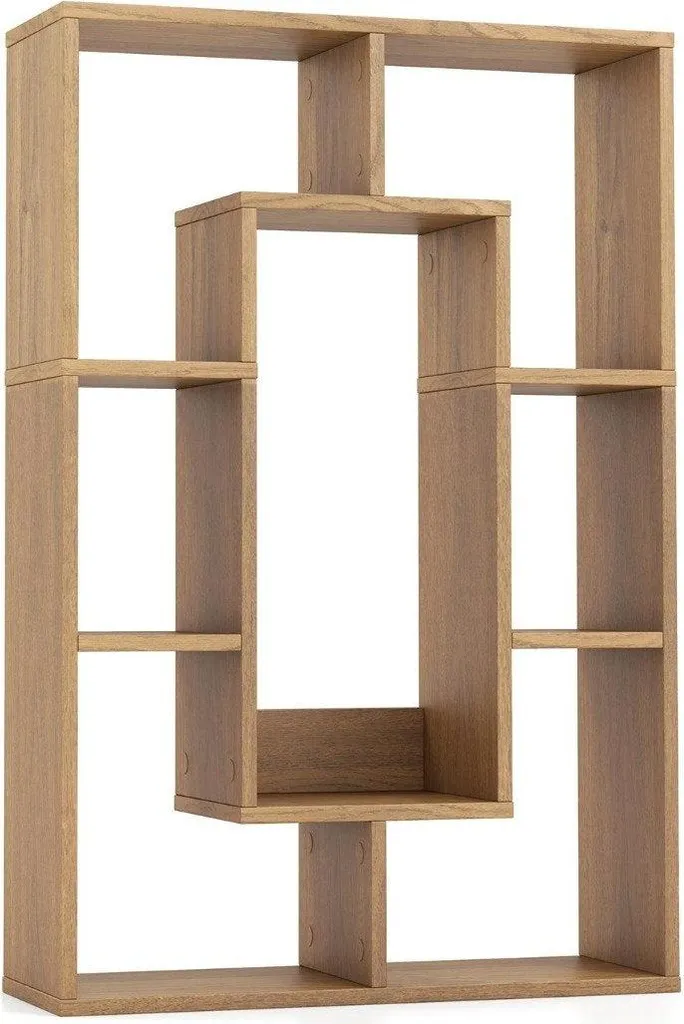 Meuble bibliothèque pour livres et déco étagère moderne bois clair 7 cases
