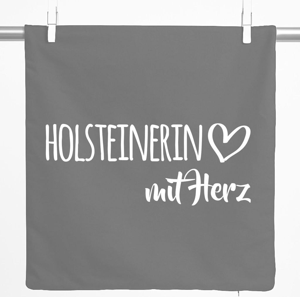 Huuraa Kissenbezug Holsteinerin mit Herz 40x40cm Steel Grey Baumwolle Dekokissenbezug Geschenkidee
