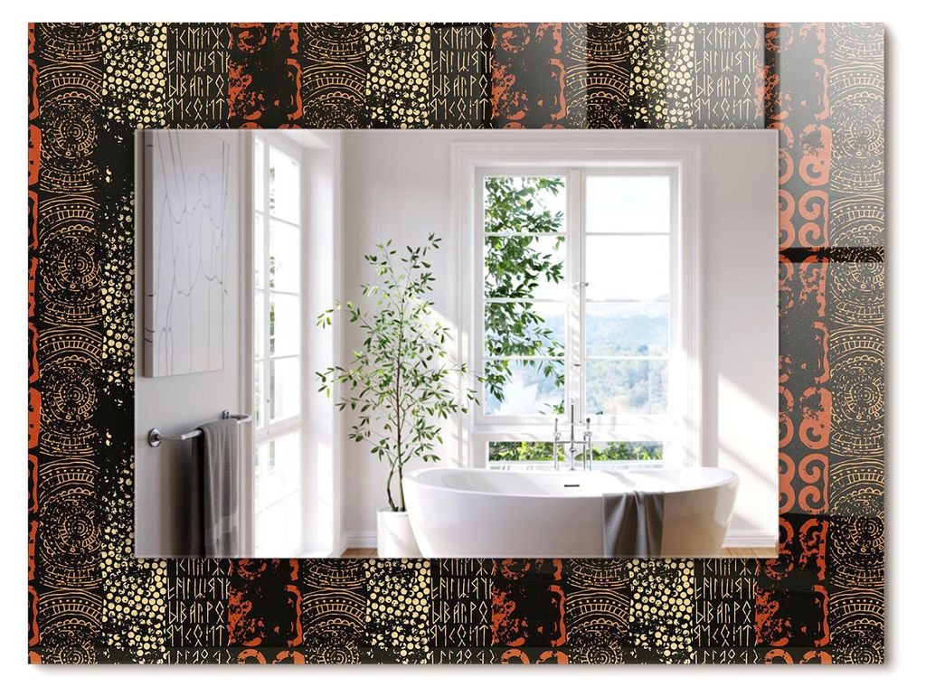 Ethnisches Ornamentmuster – Rechteckiger Spiegel mit Druck 80x60 cm – Modern - Dekorativ für die Wand