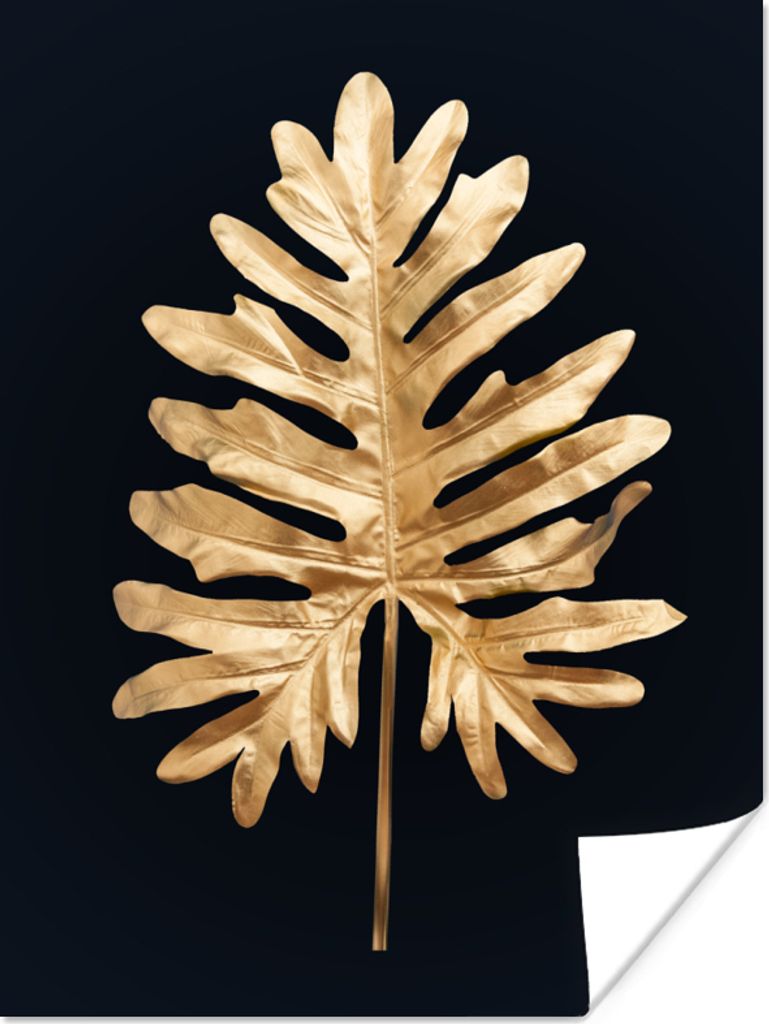 MuchoWow Poster Blätter - Herbst - Gold - Schwarz - Natur - Luxus 30x40 cm - Wandplakat - Poster Kinderzimmer