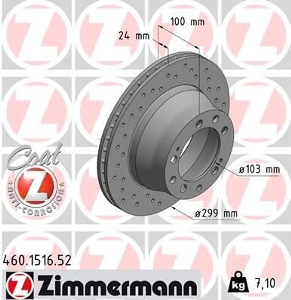 Disque de frein 460.1516.52 Zimmermann pour un freinage stable et sûr