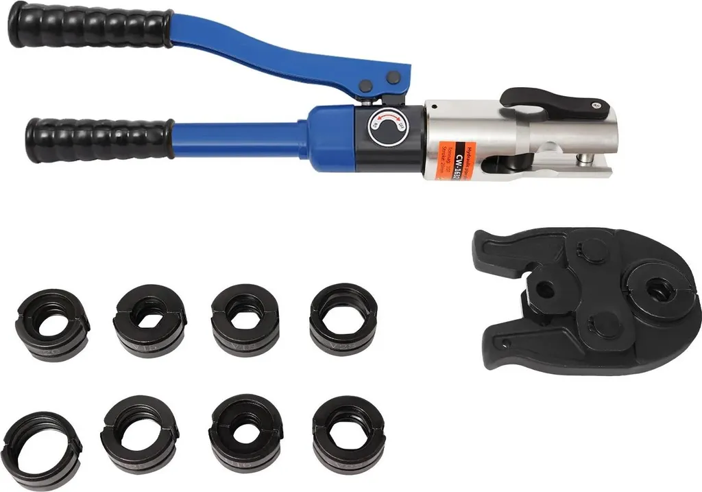 Pince à sertir hydraulique : finissez vos connexions sans effort en bleu
