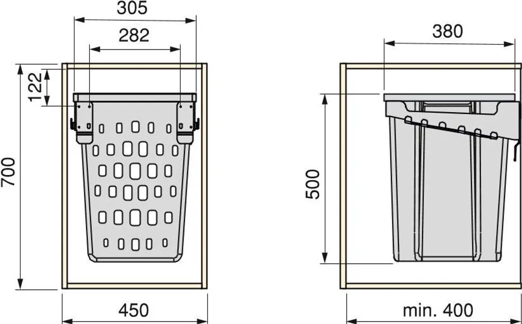 Panier à linge Laundry pour module de rangement coulissant 30-40L