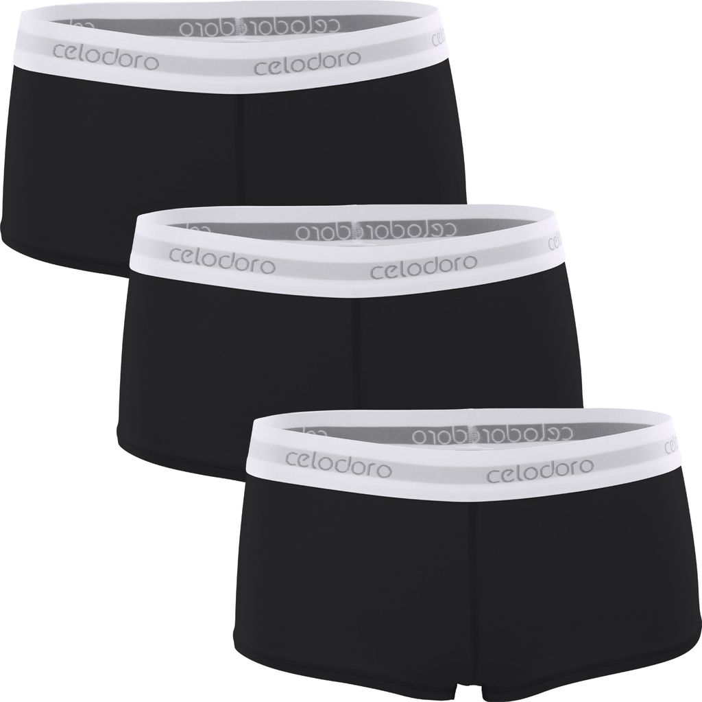 Celodoro Damen Panty mit Webgummi-Bund (3er Pack), Sport Boxer Slip - Schwarz XL