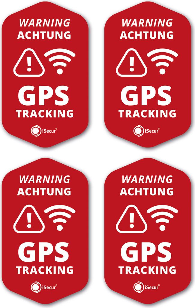 iSecur 4er GPS Tracking Aufkleber Set I 3 x 5 cm I Warning Produktbild 