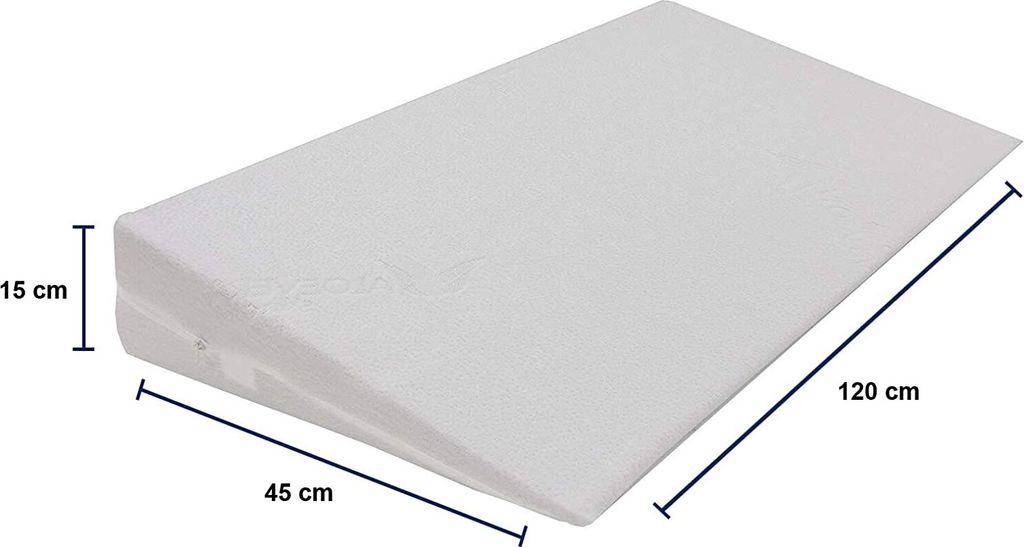 Dibapur Keilkissen mit Aloe Vera Bezug (B 120 x T 45 x H 15 / 1cm) Matratzen Matratzenkeil Matratzenerhöhung Hochlagerungskeil fürs Bett Matrat...