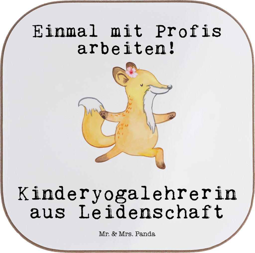Mr. & Mrs. Panda Untersetzer für Gläser Kinderyogalehrerin Leidenschaft - Weiß - Geschenk, bieruntersetzer, Tischschoner, Tischuntersetzer, glä...