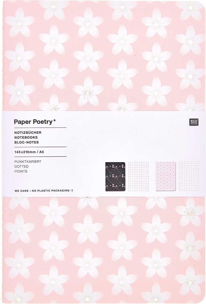 Notizbücher Sakura Sakura, DIN A5, rosa/schwarzMIX