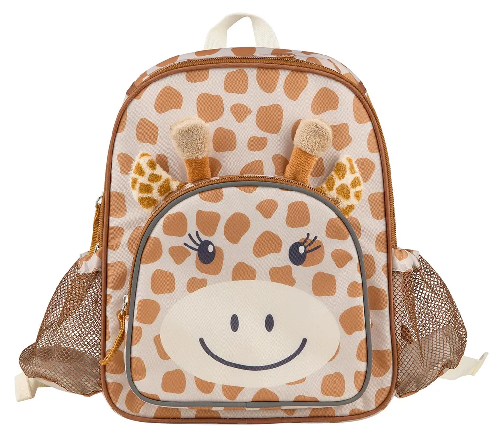 Sac à dos enfant Girafe Kaya brun doré - Cartable peluche doux 30cm
