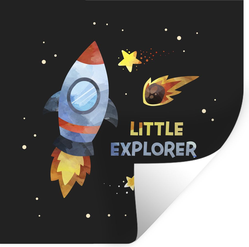 MuchoWow Wandtattoo Wandsticker Wandaufkleber Sprichwörter - Weltraum - 'Kleiner Entdecker' - Zitate - Jungen - Kinder - Kind - Kinder 80x80 cm ...