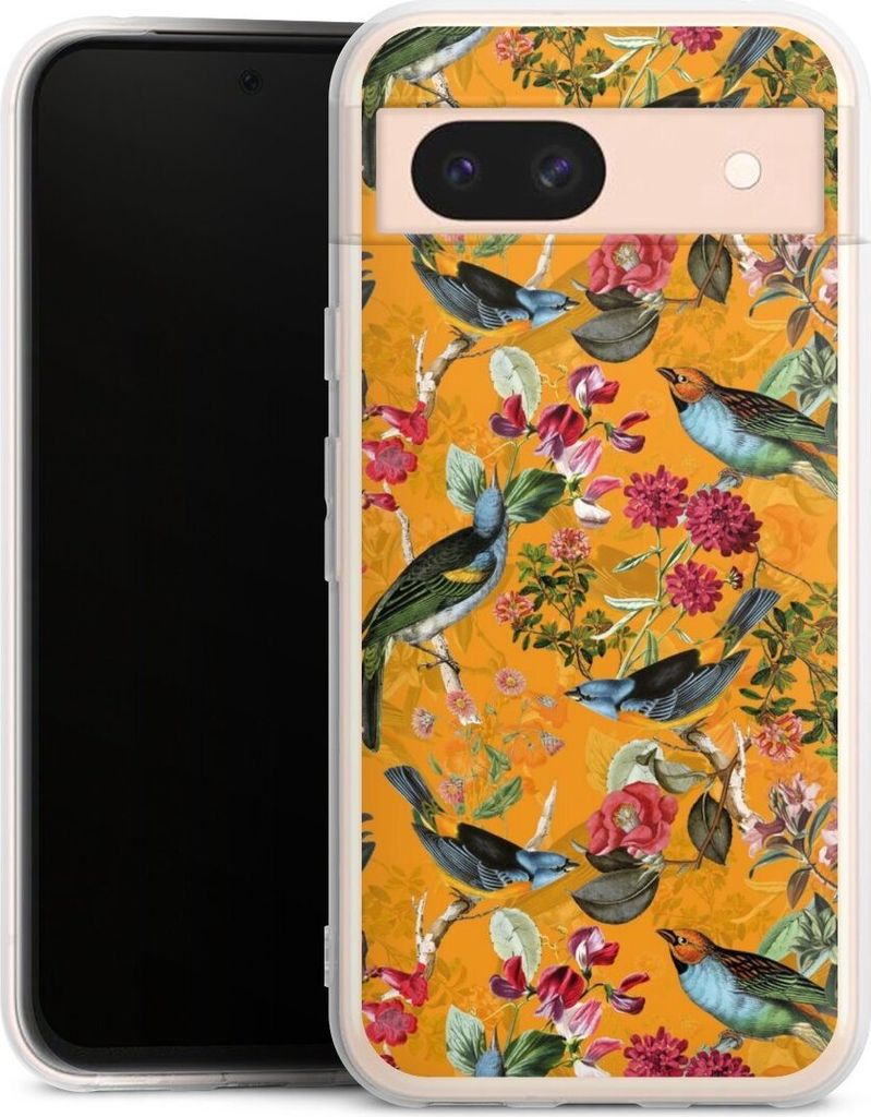 DeinDesign Handyhülle für Google Pixel 8a Silikon Hülle Case Smartphone Schutzhülle Blumen Dschungel Vogel