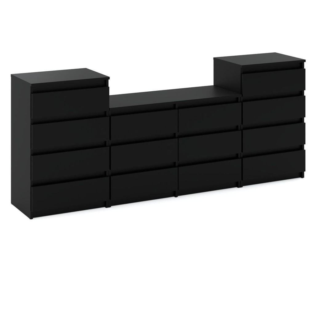 STIV Möbel | Commode avec 14 tiroirs (4+6+4) | Noir mat | Image du produit 