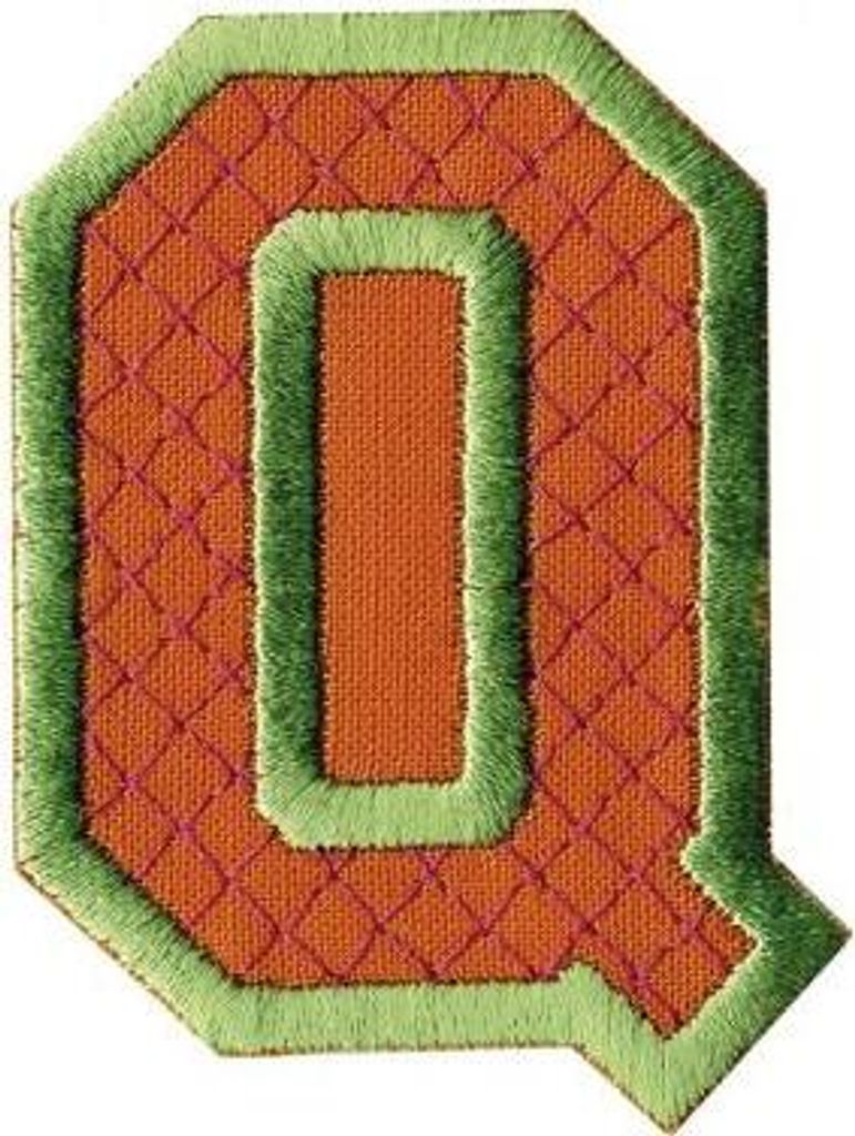 Aufnäher Patches - Buchstabe Q - Gr. ca. 6cm - 21519 grün-orange