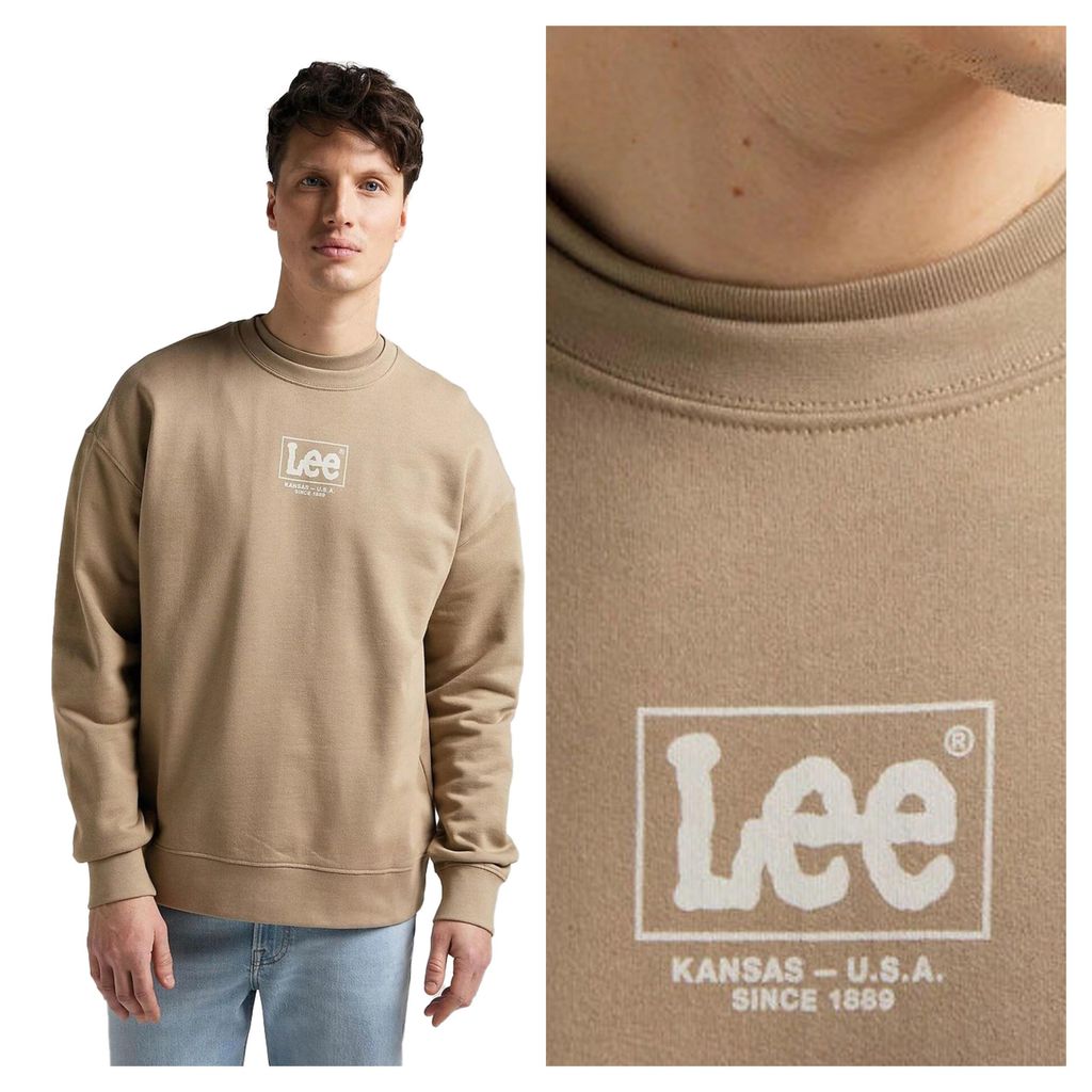 LEE Herren, Sweatshirt LOGO LOOSE, XL, Beige, ralph, lauren, pullover
