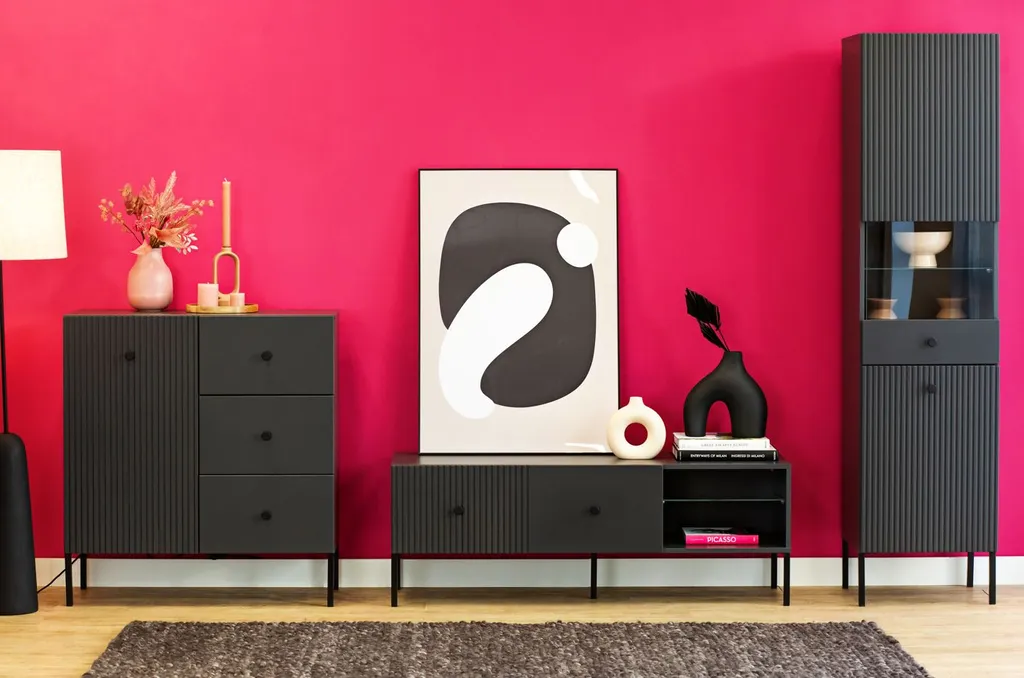 Commode à tiroirs HASKEL anthracite - Meuble de rangement multi-usages