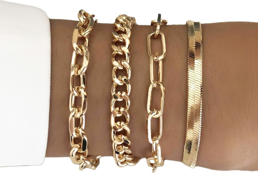 4 Teile/satz Frauen Armband Elegante Goldene Einstellbare Legierung Fischgräten Link Kette Teen Mädchen Armreif Modeschmuck