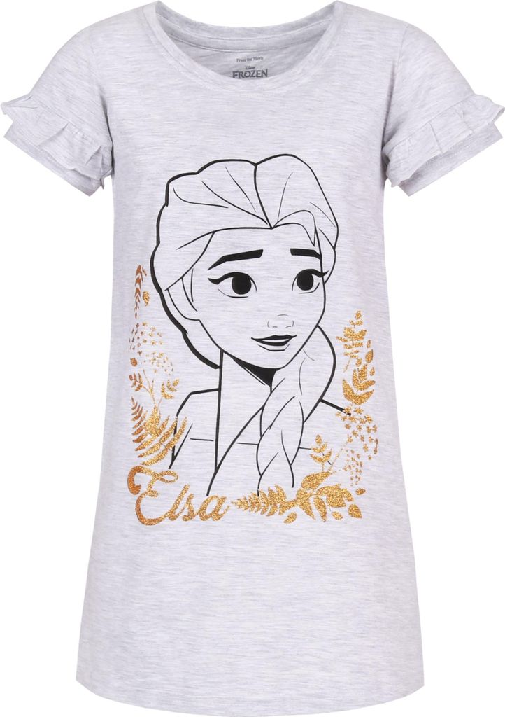 Disney Frozen MÄDCHEN-NACHTHEMD 100 % BAUMWOLLE mit kurzen Ärmeln für Mädchen ZUM SCHLAFEN 122