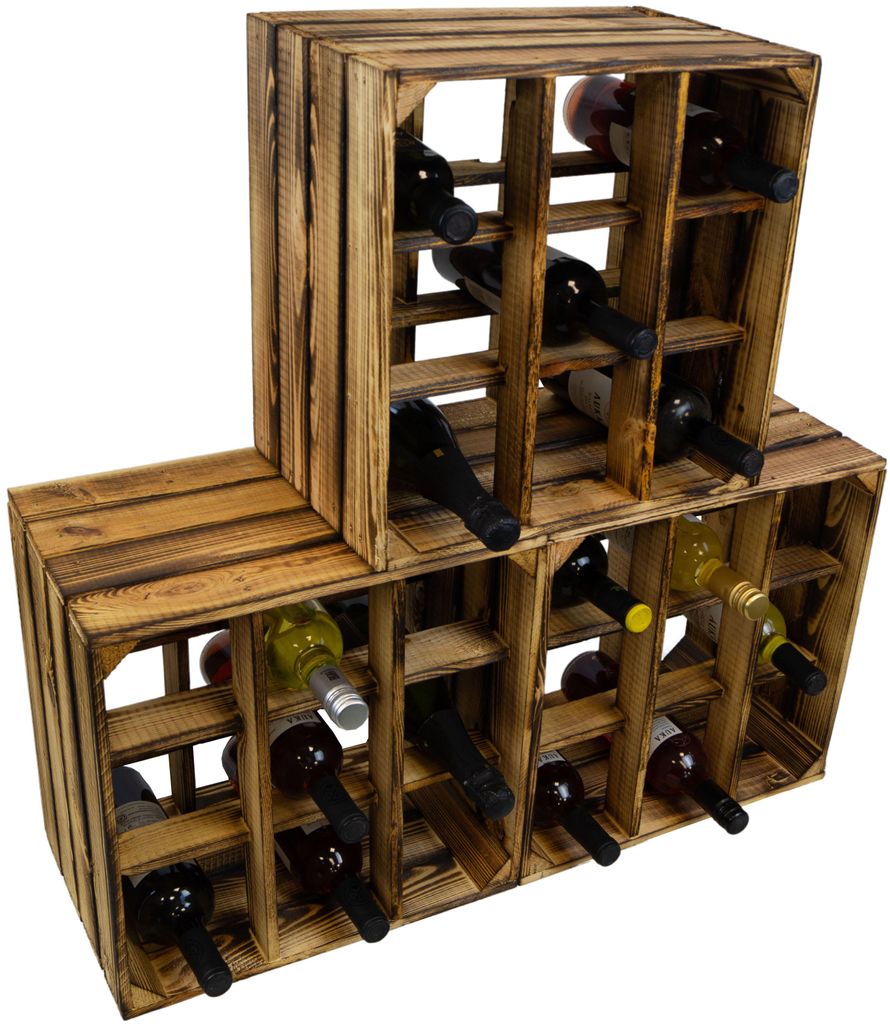 3er set Weinregal 9er geflammt Flaschenregal Weinschrank Produktbild 