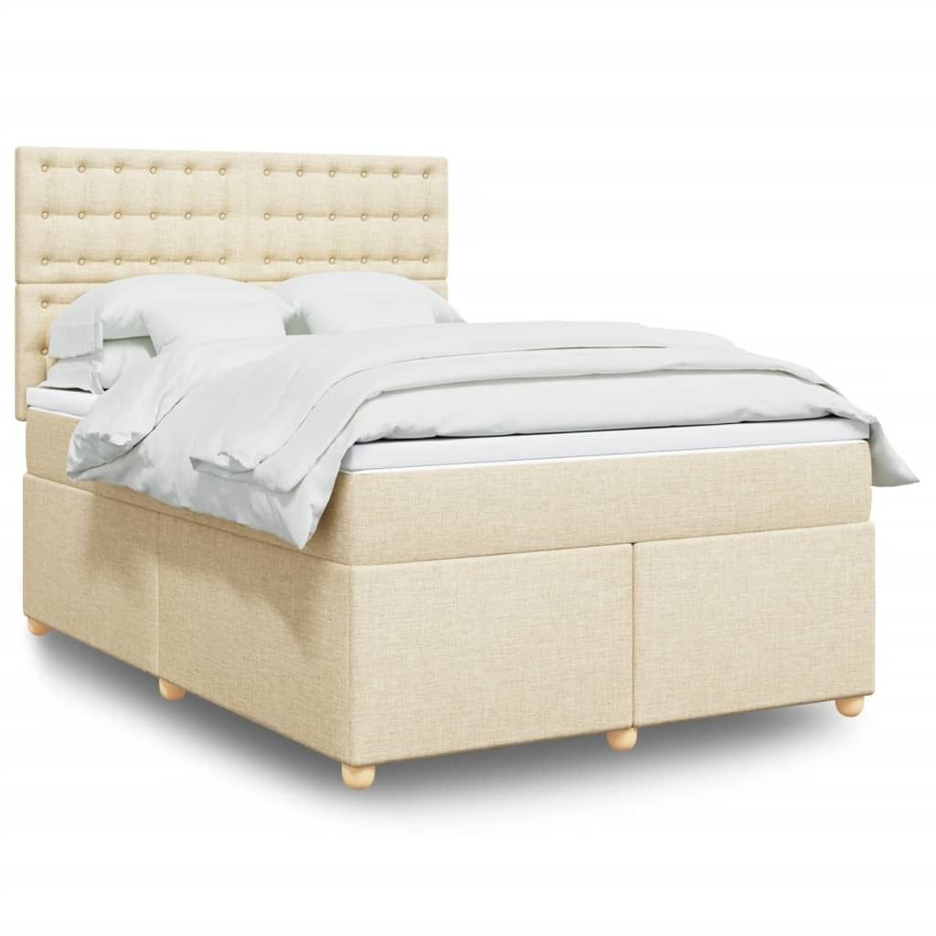 Industrie-Stil Boxspringbett mit Matratze Creme 140x200 cm Produktbild 