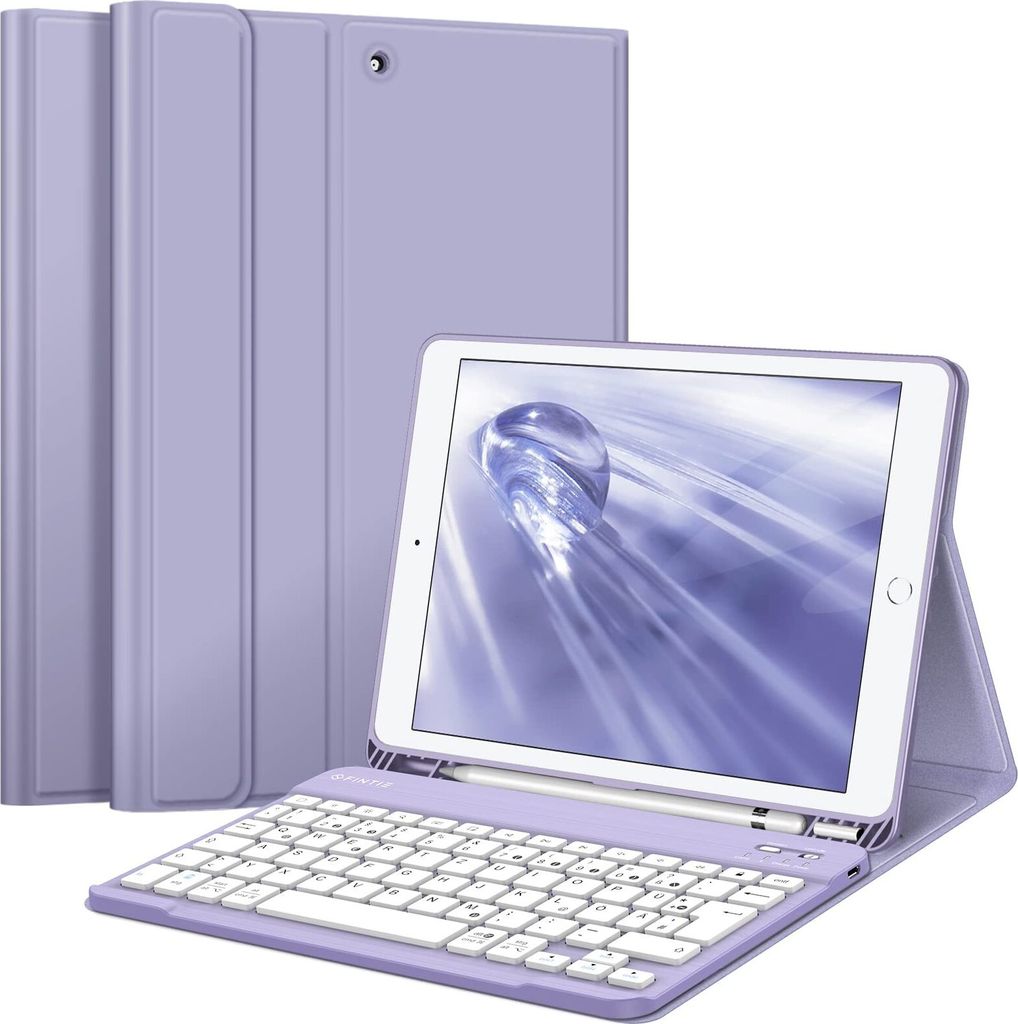 Fintie Tastatur Hülle für iPad 10.2 Zoll (9/8/ 7 Generation - 2021/2020/2019), Schutzhülle mit TPU Rückschale, Pencil Halter und magnetisch Abn...