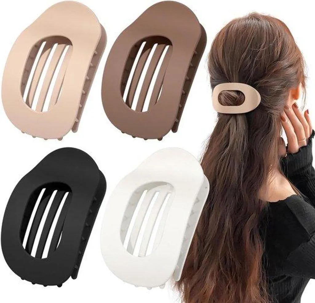 Stop aux cheveux qui glissent - 4 Grandes barrettes plates pour femmes