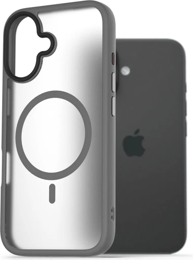 Coque iPhone 16 Antichoc et Mate Grise - Support MagSafe AlzaGuard Robuste