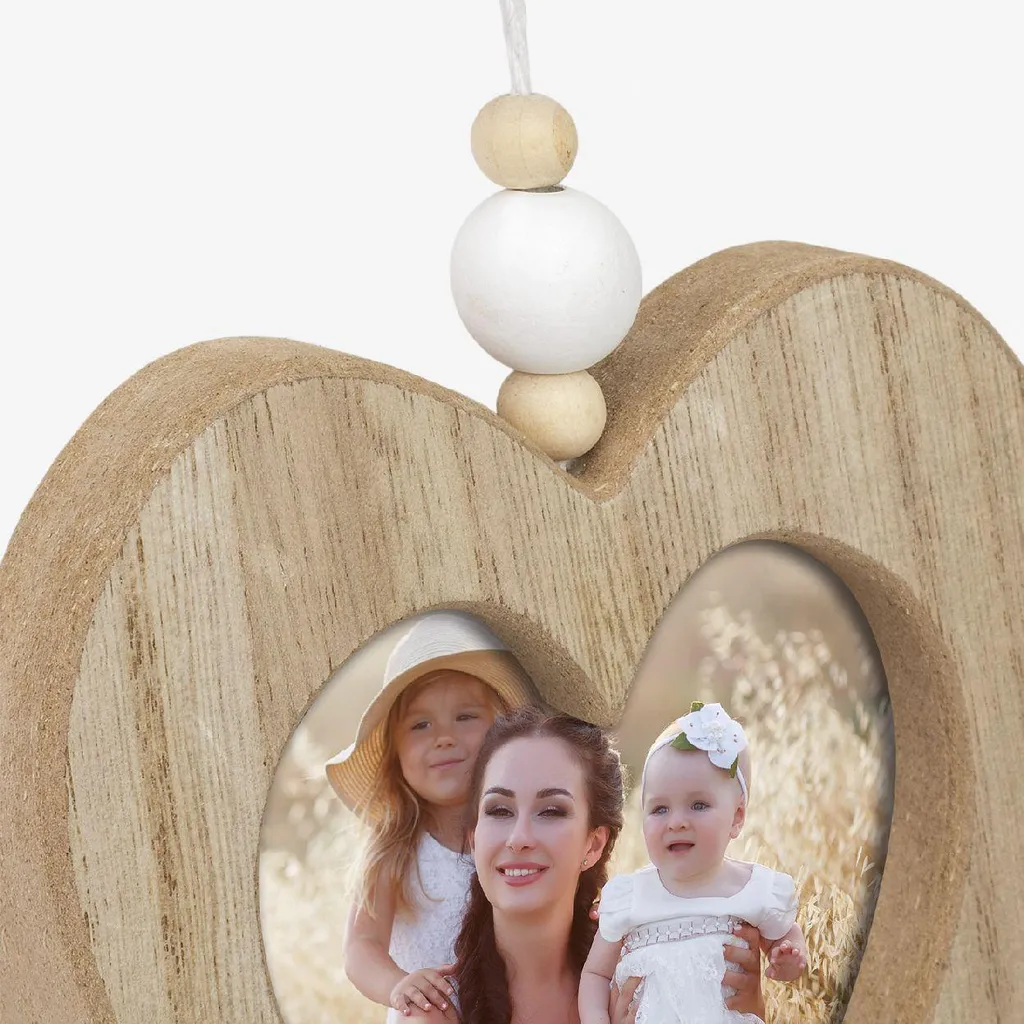 Pêle-mêle photo bois Amber ZEP avec 5 cœurs suspendus 59x37 cm