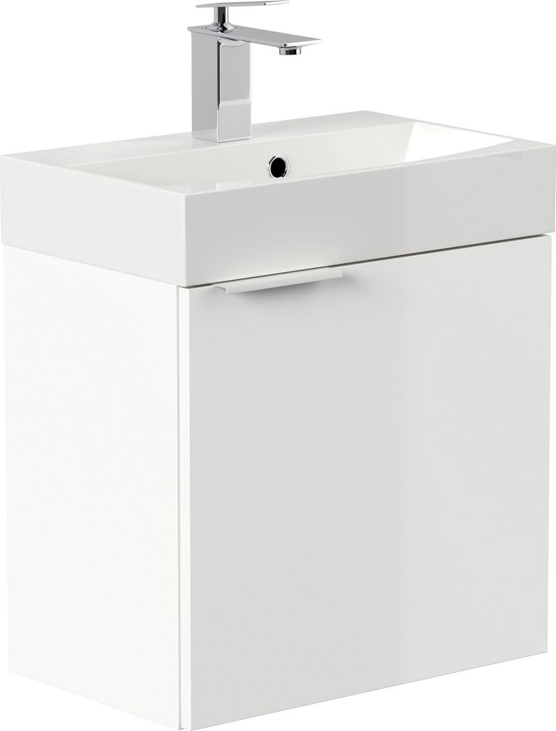 Gastentoilet Wastafelset "Cubi 50 cm", wit, glanzend Productafbeelding 