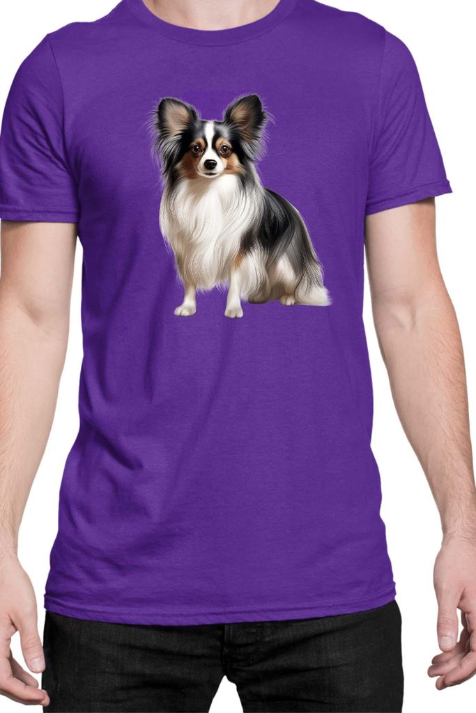 Herren T-Shirt Dogs Breeds Papillon Dog Breed 006, Man M / Lila
