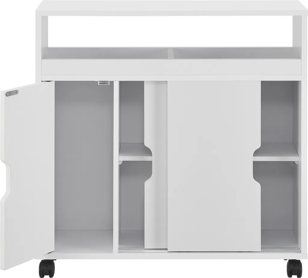 Armoire multi-usage Lumijoki blanche en bois avec rangements coulissants - 6