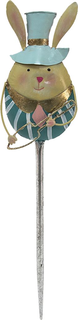 Clayre & Eef Gartenspieá Kaninchen 18x74 cm Blau Metall