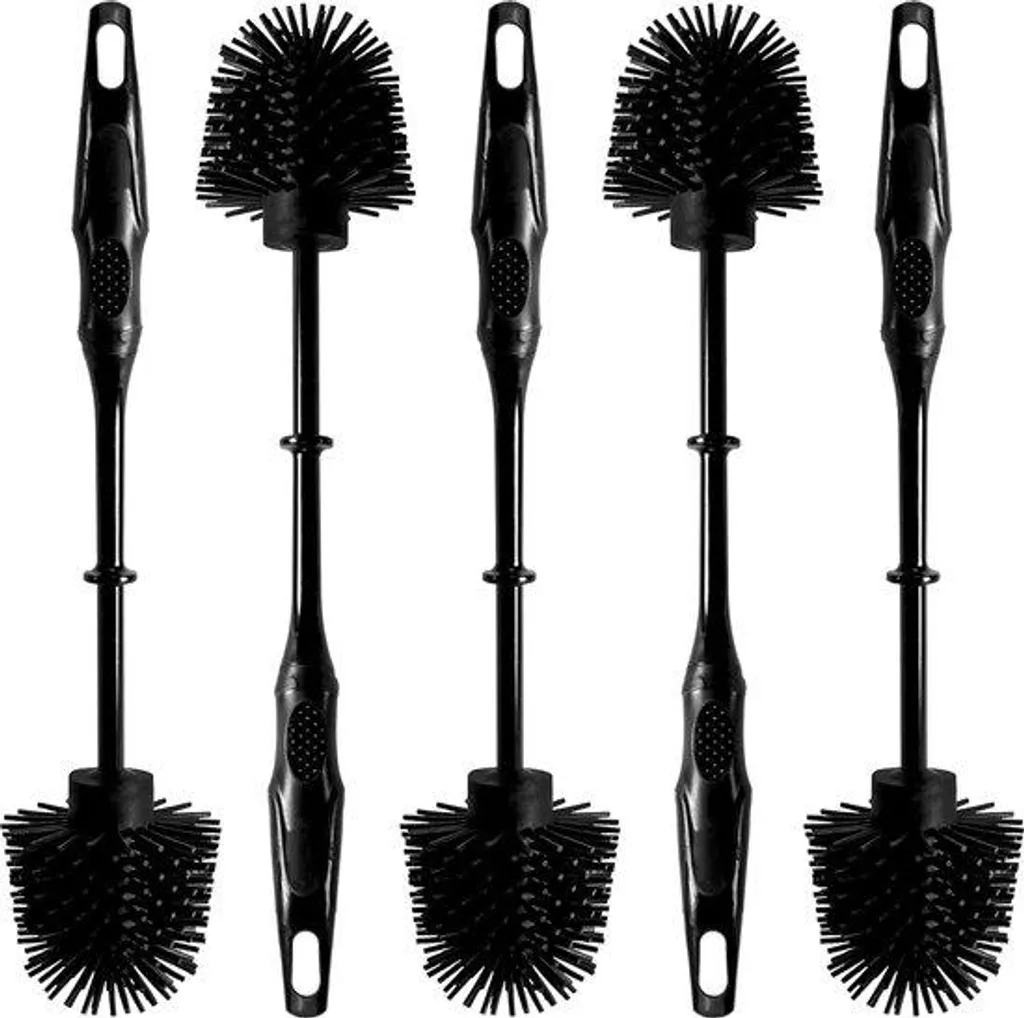 Brosse WC silicone noire durable lot de 5 avec tête flexible anti-résidus