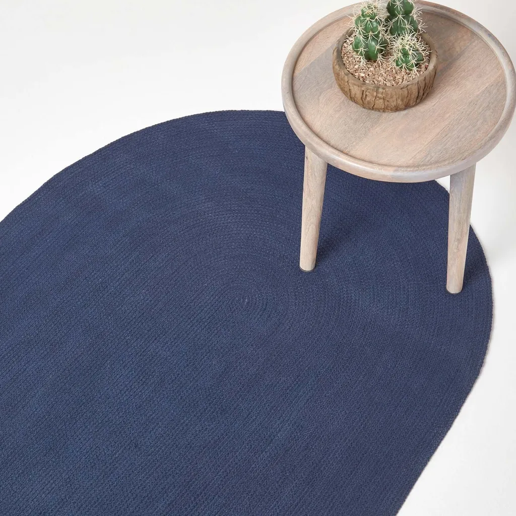 Tapis de sol en coton bleu marine 90x150 cm pour salon ou chambre