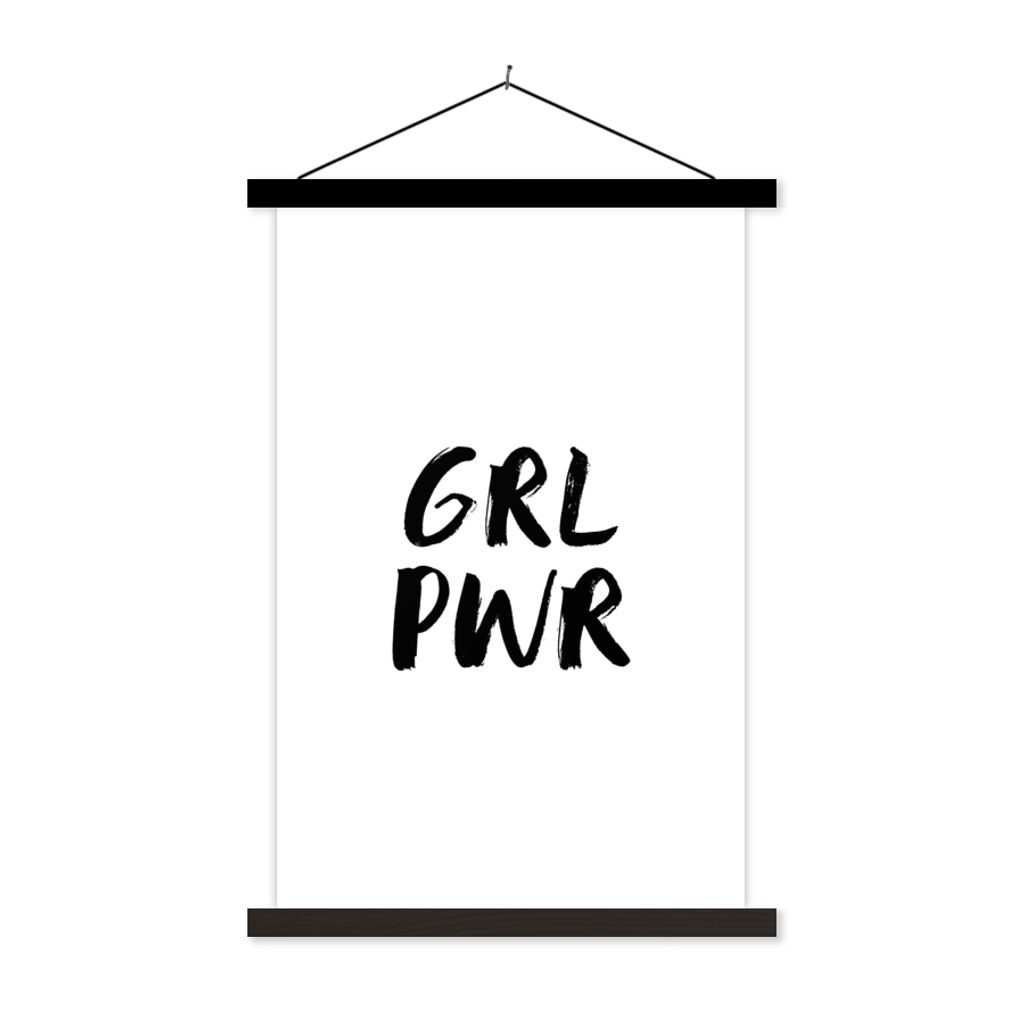 MuchoWow Textilposter Sprichwörter - Grl pwr - Mädchen - Zitate - Kinder 60x90 cm mit schwarzem Rahmen - Poster Wohnzimmer