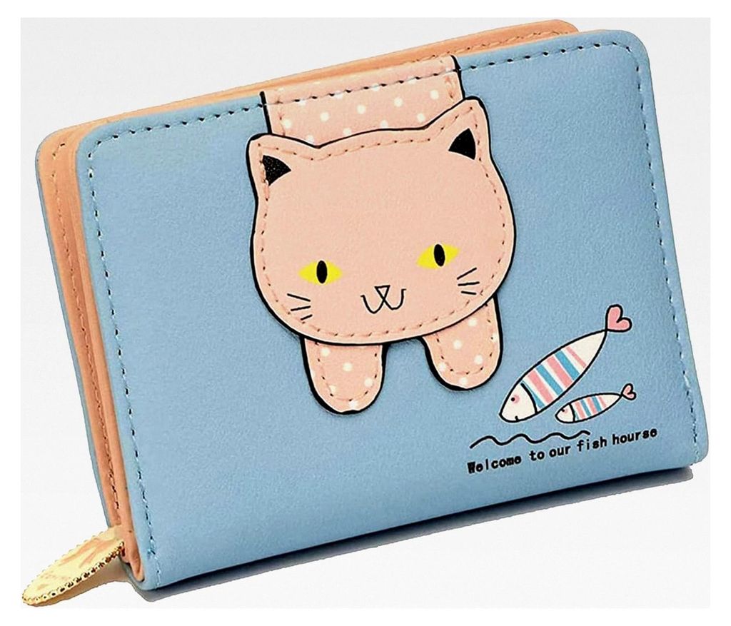 Katzen Portemonnaie, Kleine Katze Dekoration Geldbeutel, Damen Reißverschluss Brieftasche, Süßes Klein für Geschenke, Mädchen, Frauen, Freunde...