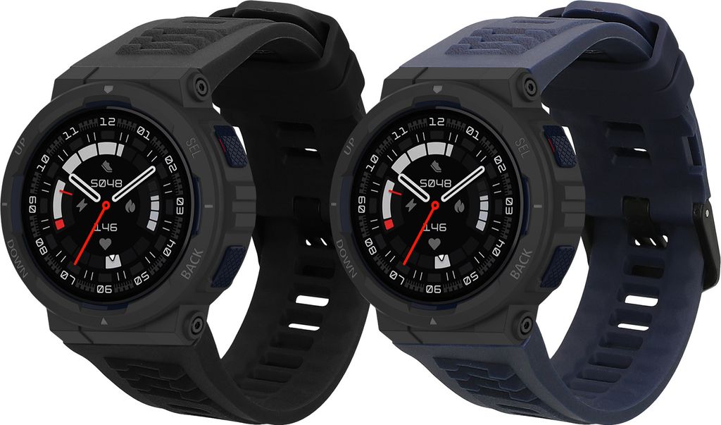 kwmobile 2x Uhrenarmband für Amazfit Active Edge (A2212) Armband - Fitnesstracker Band Set aus TPU Silikon - Ersatzarmband Smartwatch - Schwarz