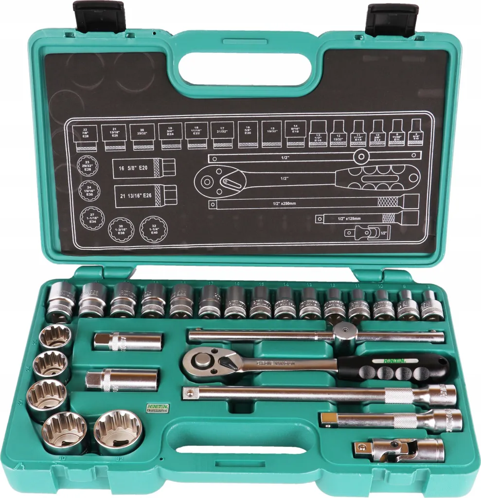 Jeu de Clés à Douille Honidriver 1/2 Professionnel - Set 27 Outils