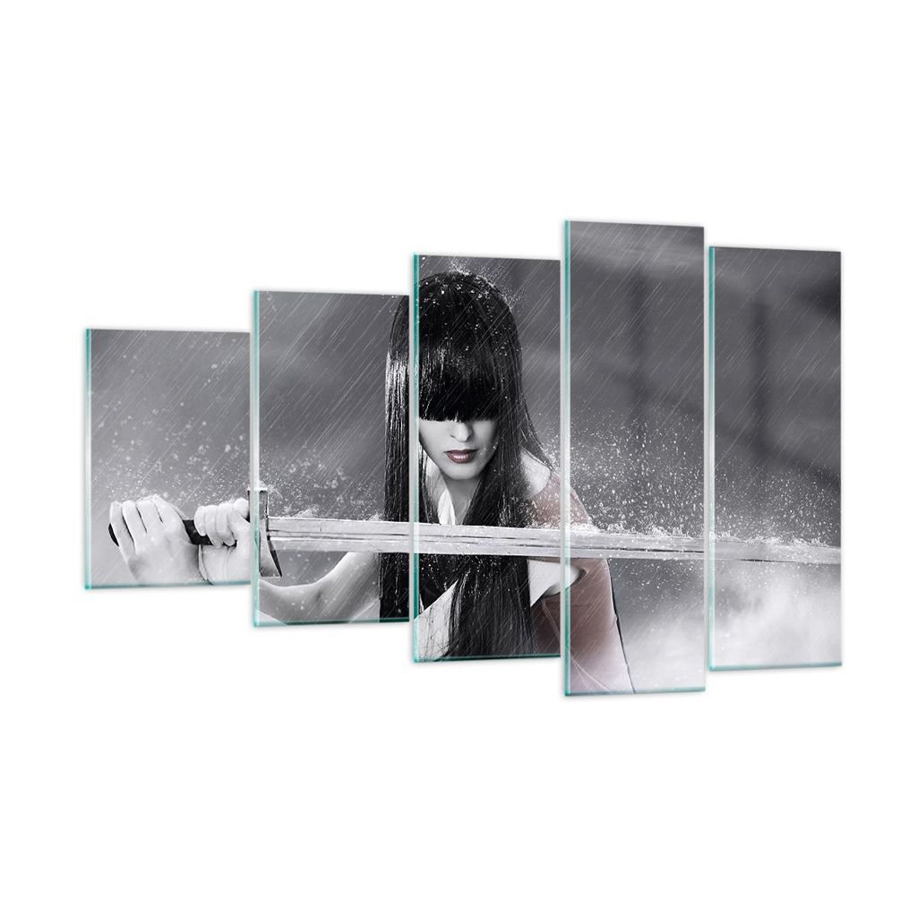 Bilder auf glas - Frau Aggression Schwert - 100x60cm - Glasbilder - Wandbilder - Kunstdruck - zum Aufhängen bereit - Wanddekoration aus Glas - Gla...
