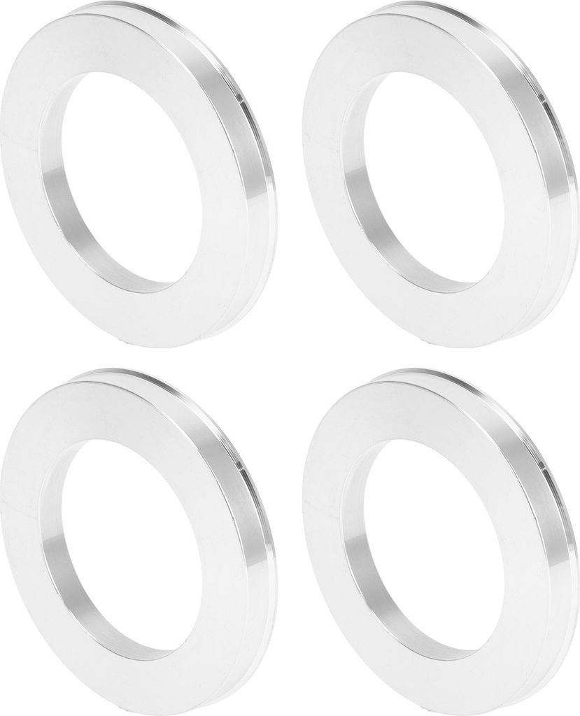 Autofelgen-Naben-Zentrierringe, langlebige Räderzentrierwelle, stoßdämpfende Nabenringe, Silberton, 4 Stück, OD 87,1 mm bis ID 57,1 mm, Alumini...